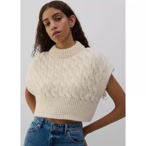 Zara Cream Cable Knit Turtleneck Sweater